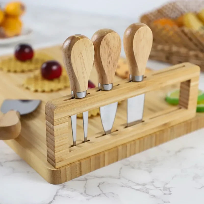 Elegant Bamboo Cheese Board Set with Knife β Perfect for Parties, Dining & Entertaining