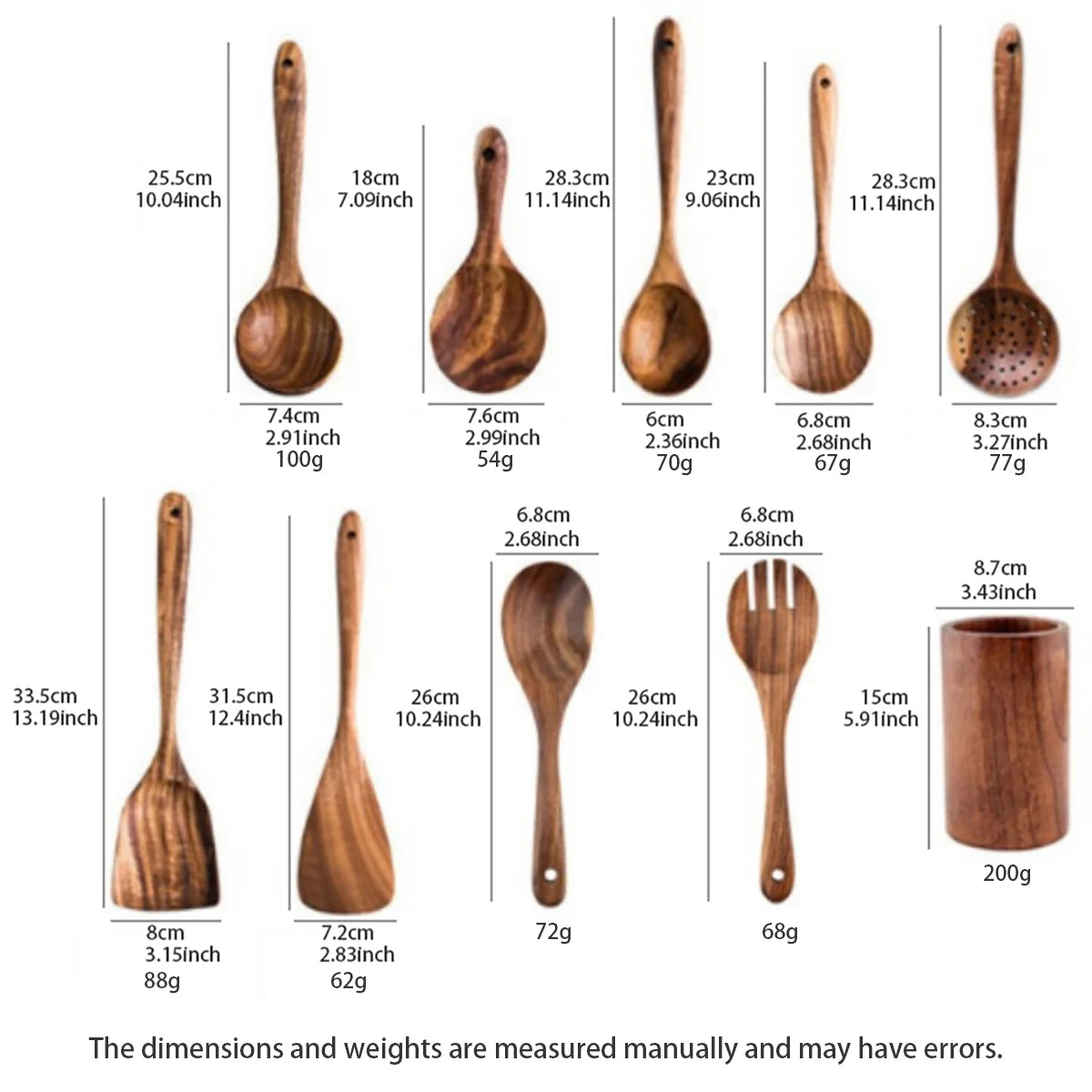 Wooden Kitchen Tools β Spatula, Spoon & Fork Set with Storage