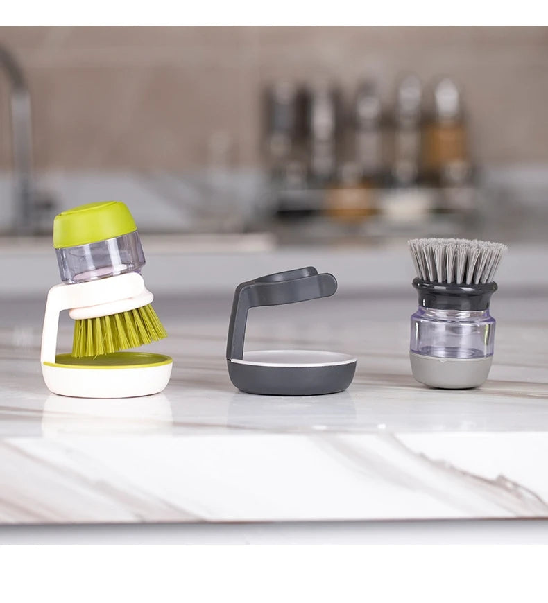 Dish Soap Dispenser Brush with Tray β All-in-One Kitchen Scrubber