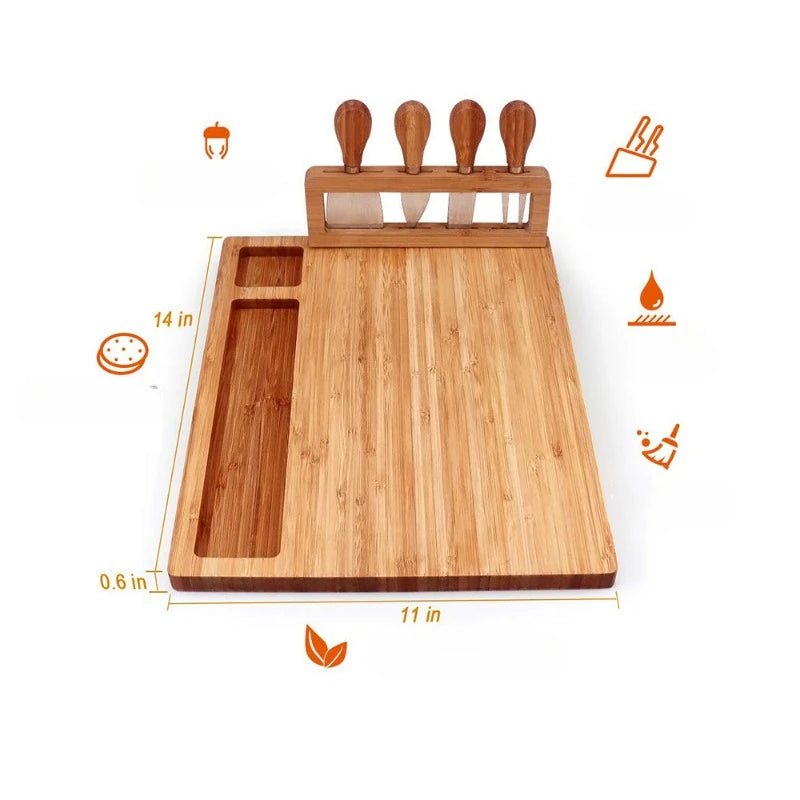Elegant Bamboo Cheese Board Set with Knife β Perfect for Parties, Dining & Entertaining