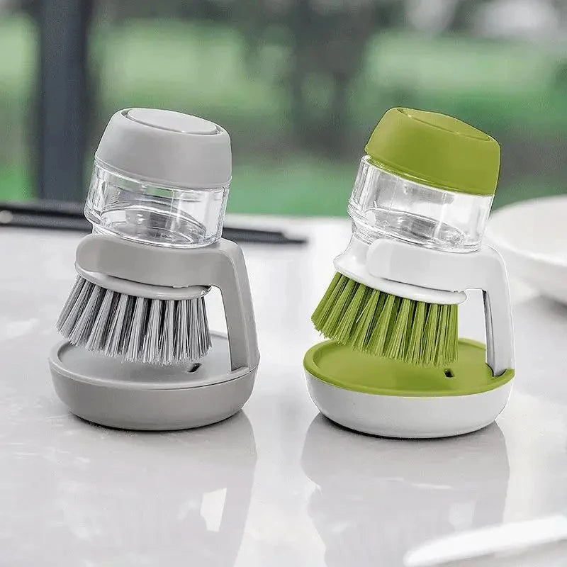 Dish Soap Dispenser Brush with Tray β All-in-One Kitchen Scrubber