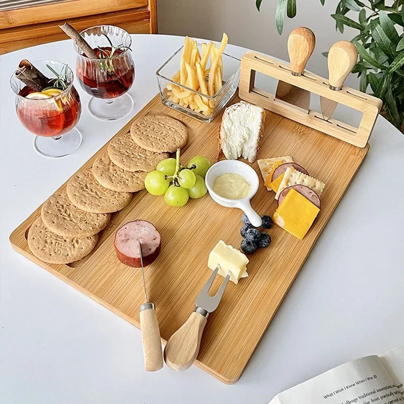 Elegant Bamboo Cheese Board Set with Knife β Perfect for Parties, Dining & Entertaining