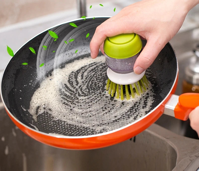 Dish Soap Dispenser Brush with Tray β All-in-One Kitchen Scrubber