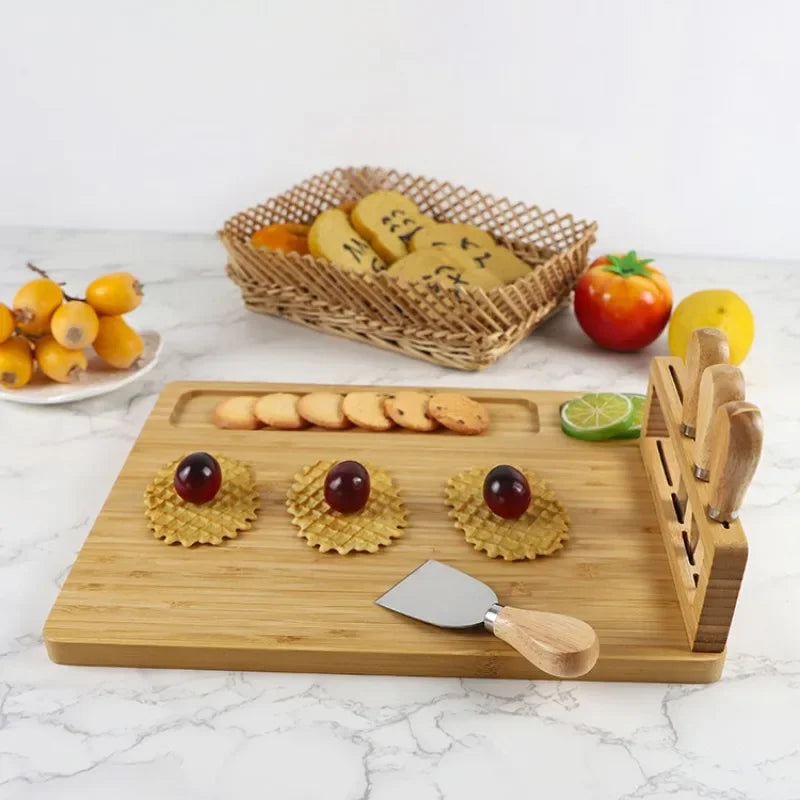 Elegant Bamboo Cheese Board Set with Knife β Perfect for Parties, Dining & Entertaining