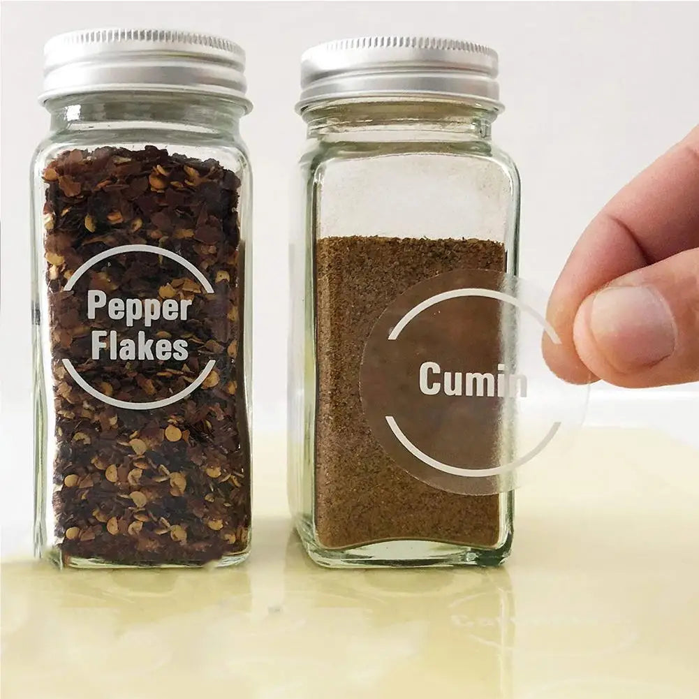 Label Luxe: 144 Premium Clear Stickers for Perfectly Organized Kitchen
