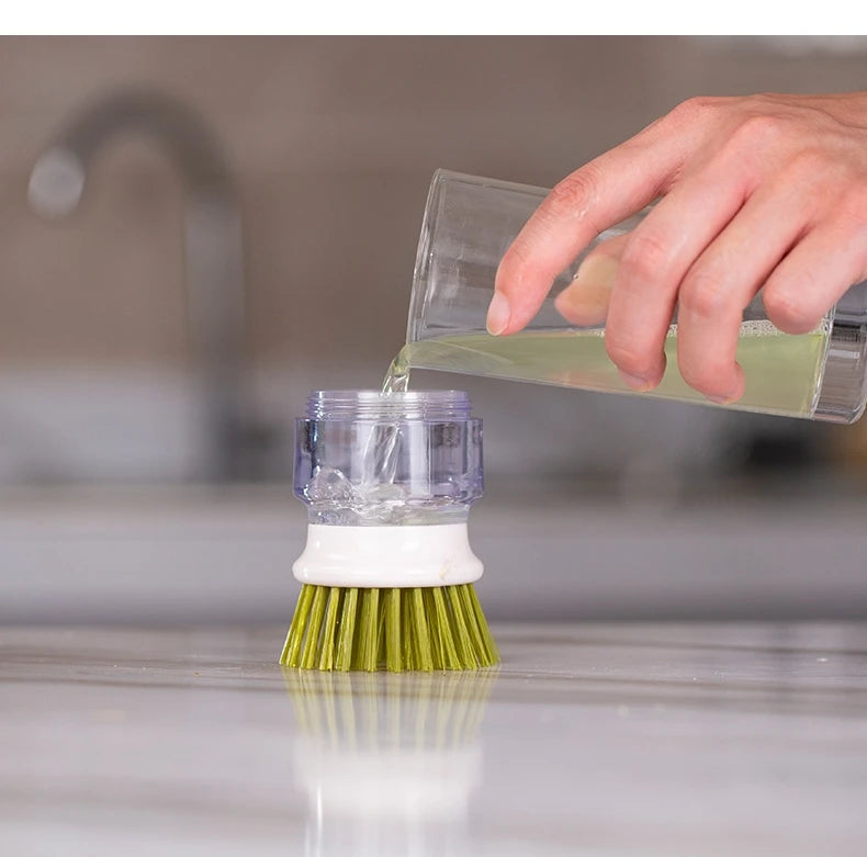 Dish Soap Dispenser Brush with Tray β All-in-One Kitchen Scrubber