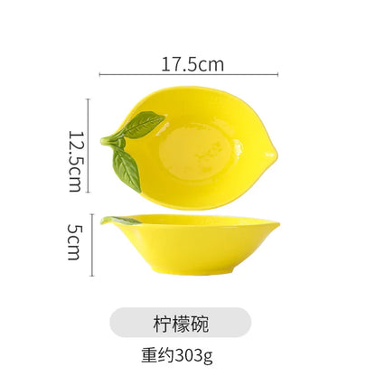Zesty Lemon Dream: Ceramic Salad & Soup Bowl for Family Feasts & Snack Time